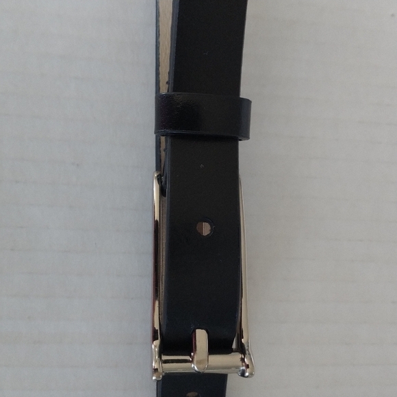 Ellen Tracy Genuine Leather Black & Silver Belt M - Picture 5 of 14